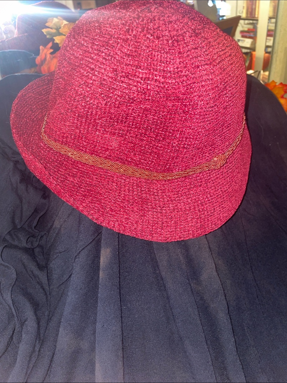 Collection XIIX Red Woven Bucket Hat with Braided Trim